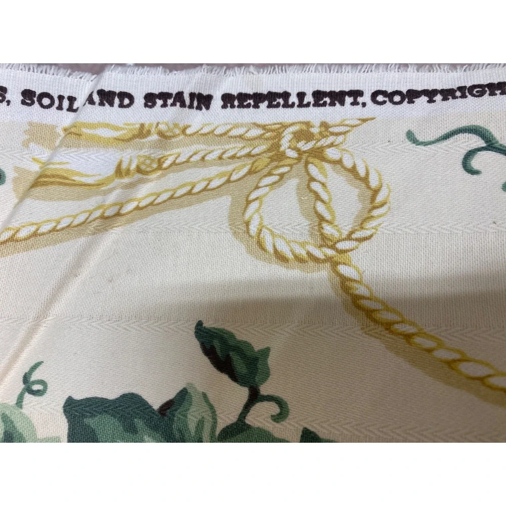 P. Kaufmann fabric pale yellow green ivy leaves white rope Cord Tassels 54